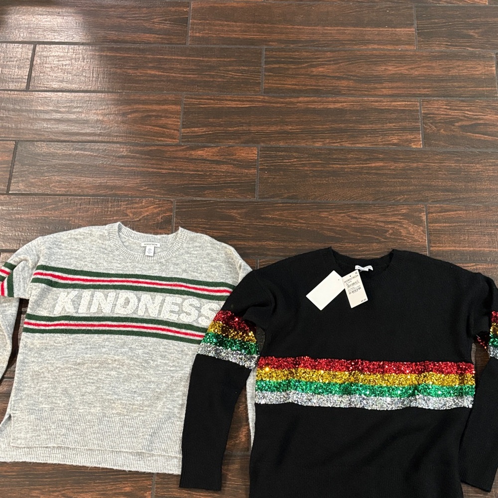 Nordstrom Gray and Black Sweater Set with Stripes